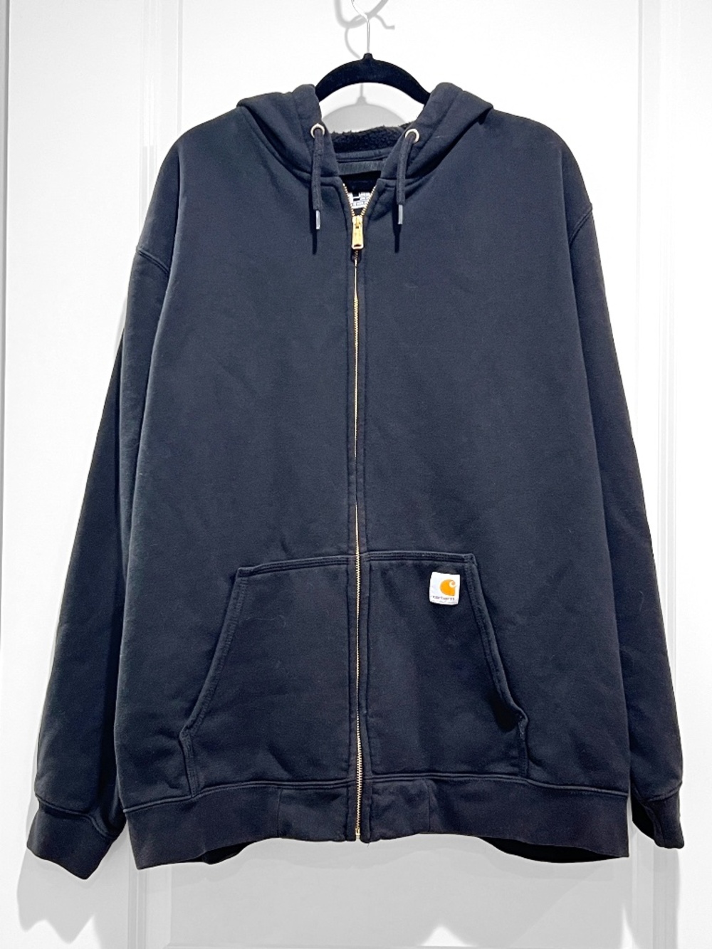 Carhartt Black Hoodie Mens Sweatshirt Full Zip fleece Workwear jacket K-122 2XL